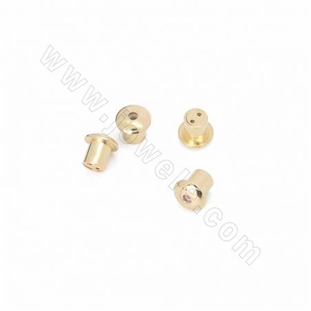 Brass Ear Nuts Real Gold Plated Size 8x9mm Hole 2mm 30pcs/Pack