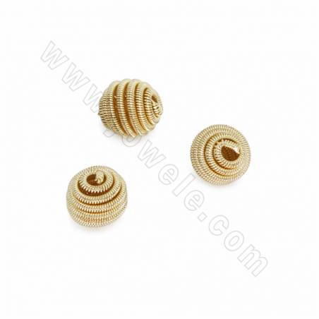 Perles en laiton, perles en spirale, taille 10x10mm, trou 0.8mm, 40pcs/pack, (or véritable, or blanc) plaqué