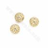 Brass Hollow  Beads Round Real Gold Plated Diameter 11mm Hole 1.5mm 20pcs/Pack