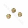 Brass Hollow Carved Beads Real Gold Plated Diameter 11mm Hole 1mm 20pcs/Pack