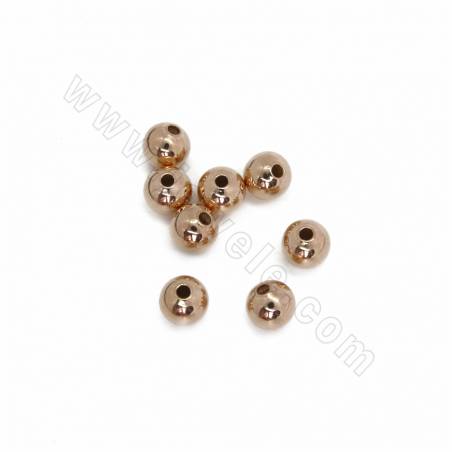銅製品珠子 圓形 銅鍍玫瑰金 直徑6毫米 孔徑1.5毫米 100個/包