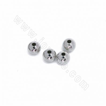 Perles ronde en laiton couleur plaquée platine Taille  5mm de diamètre  trou 1.5mm  100g/paquet（environ 760pcs)