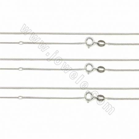 chaînes de bordure en argent sterling 925, chaînes finies pour collier, plaqué or blanc, longueur 48cm, épaisseur 0.5mm, 10 pcs/