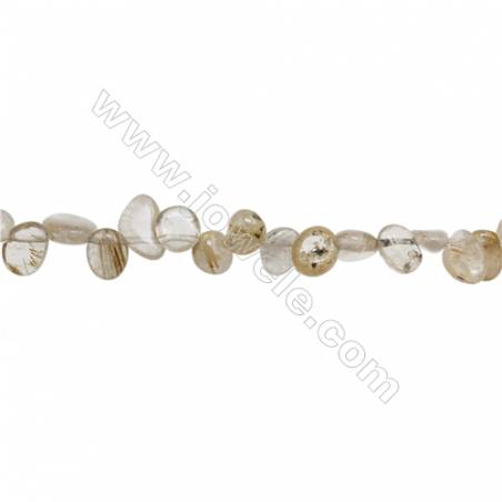 Natural Rutilated Quartz Beads Strand, Irregular, Size 4~5mm x8~15mm, Hole 1mm, 15~16"/strand