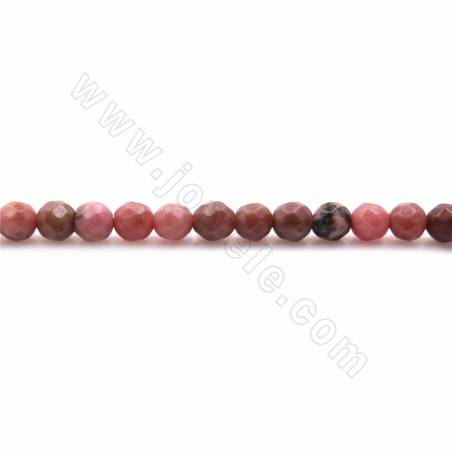 Fili di perline di rodocrosite naturale a strisce nere, rotonde sfaccettate, dimensioni 4mm, foro 0,9mm, 15~16"/filo