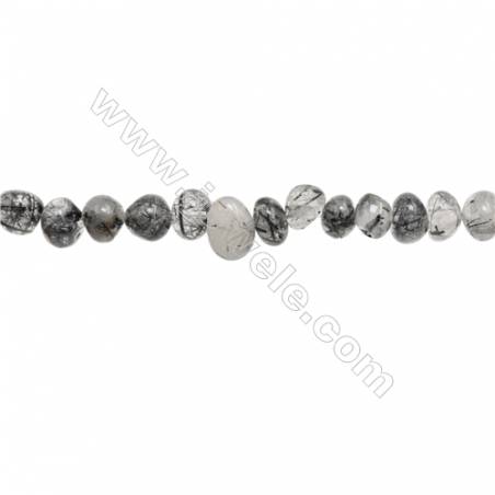 Perles Quartz Rutile sur fil  Taille 6~9mm x 8~13mm  trou1.0mm x1fil  Environ 15~16"