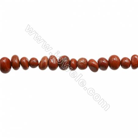Perles Jaspe rouge sur fil  Taille 7~8mm x 8~11mm  trou1.0mm x1fil Environ 15~16"