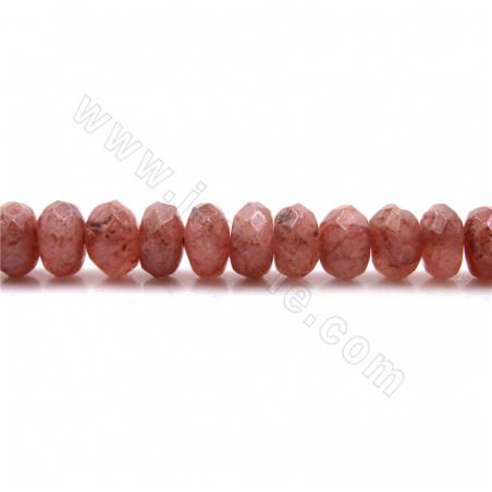 Natürliche Erdbeerquarzperlen Stränge, facettierter Abakus, Größe 5x10mm, Loch 0,9mm, 15 ~ 16 "/ Strang