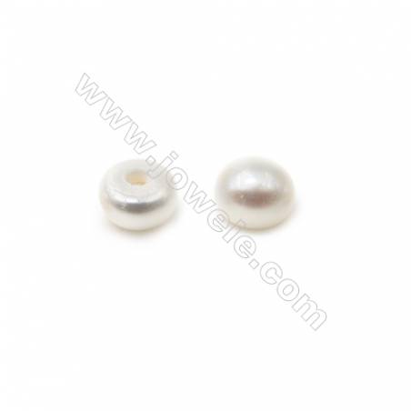 天然淡水珍珠 白色半孔麵包珠 等級AAA 直徑 3.5毫米 厚度 3毫米 孔徑 0.8毫米 200個/板