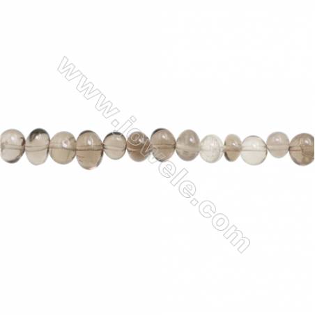Perles Quartz fumé en forme irrégulière sur fil Taille 6~8mm x8~11mm trou 1mm x1fil 15~16"