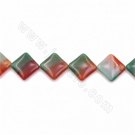 Fili di agata arcobaleno naturale, rombo, dimensioni 25x25mm, spessore 6mm, foro 1,2mm, 15~16"/filamento