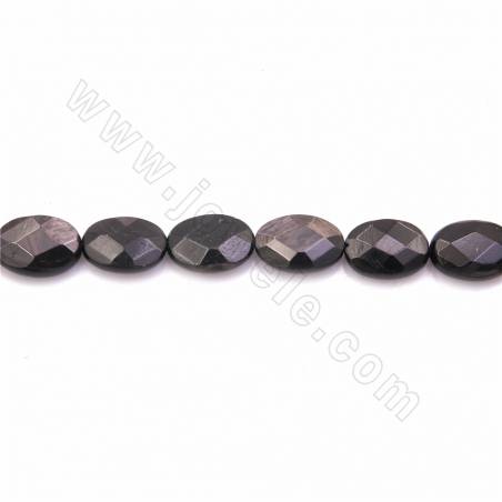 Hypersthene Faceted Flat Oval Size10x14mm Hole1mm 39-40cm/Strand