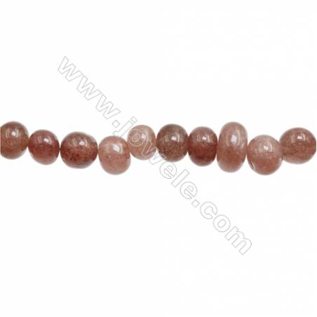 Perles Quartz de fraise en forme irrégulière sur fil Taille 9~10mm x11~15mm trou 1mm x1fil 15~16"