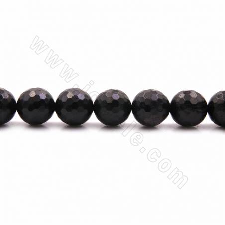 Fili di perle di iperstene naturale, rotondo sfaccettato, dimensioni 8 mm, foro 1 mm, 15~16"/filare