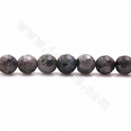 Натуральные черные бусины лабрадорита, граненые круглые, диаметр 8 мм, отверстие 1 мм, 15~16" / нить
