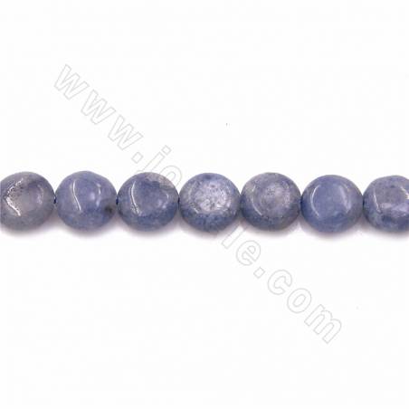 Rouleaux de perles d'aventurine bleue naturelle, ronde plate, taille 10mm, épaisseur 4mm, trou 1mm, 15~16"/rangée