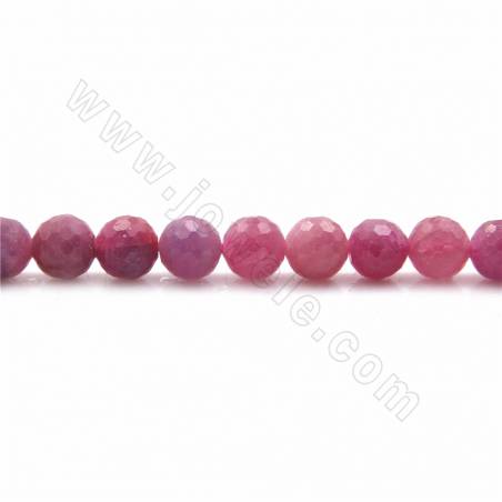 Natural Ruby Beads Strands Faceted Round Diameter 6mm Hole 1mm 15~16"/Strand