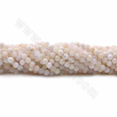 Perles opale blanche ronde sur fil  Taille 4mm de diamètre trou 0.9mm 15~16"/fil