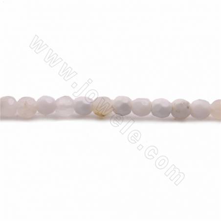 Natürliche weiße Opalperlen Stränge, facettiert rund, Durchmesser 4 mm, Loch 0,9 mm, 15 ~ 16 "/ Strang