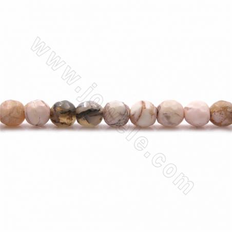 Fili di perline opale bianco naturale, rotondo sfaccettato, diametro 5 mm, foro 1 mm, 15~16"/filare