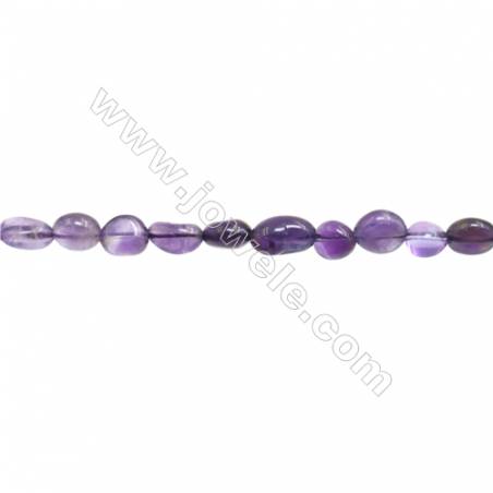 Perles Améthyste en forme irrégulière sur fil Taille 6~7mm x7~11mm trou 1mm x1fil 15~16"