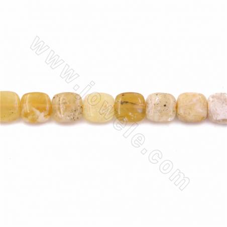 Cordon de perles d'opale jaune naturelle, carré, taille 10x10mm, trou 1mm, 15~16"/cordeau