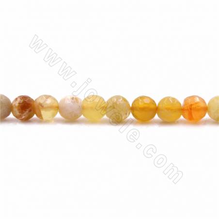 Natürliche gelbe Opalperlen Stränge, facettiert rund, Größe 6 mm, Loch 1 mm, 15 ~ 16 "/ Strang