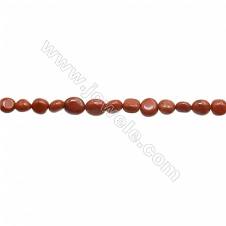 Perles Jaspe rouge en forme irrégulière sur fil Taille 7~8mm x8~9mm trou 1mm x1fil 15~16"