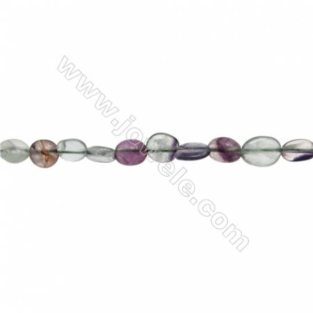 Perles Fluorite en forme irrégulière sur fil Taille 6~8mm x7~10mm trou 1mm x1fil 15~16"