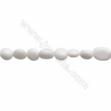 Perles Agate Blanche en forme irrégulière sur fil Taille 7~8mm x8~10mm trou 1mm x1fil 15~16"