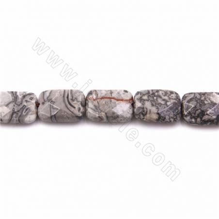 Natural Grey Picture Jasper Beads Stränge, Rechteck (facettiert), Größe 10x14mm,  Loch 1,2mm, 15 ~ 16 "/ Strang