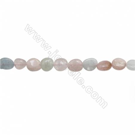 Perles Morganite en forme irrégulière sur fil Taille 8~9mm x9~12mm trou 1mm x1fil 15~16"