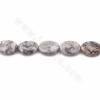 Fili di perline di diaspro grigio naturale, ovale piatto (sfaccettato), diametro 13x18mm, foro 1,2 mm, 1