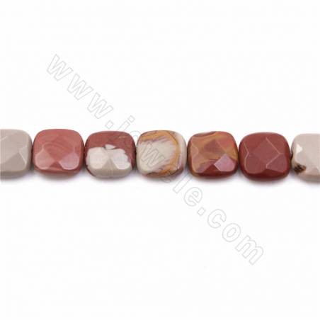 Fili di perle di diaspro naturale Noreena, quadrate sfaccettate, dimensioni 12x12mm, foro 1,2 mm, 15~16"/filare