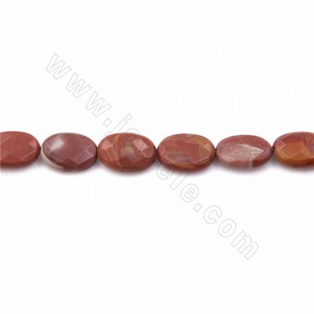 Fili di perle di diaspro naturale Noreena, ovale piatto (sfaccettato), dimensioni 10x14mm, foro 1,2 mm,15~16"/filo