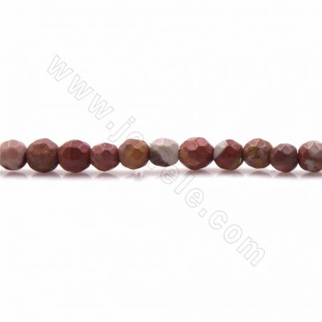 Rangées de perles de jaspe naturel Noreena, facettes rondes, taille 4mm, trou 0.7mm, 15~16"/rangée