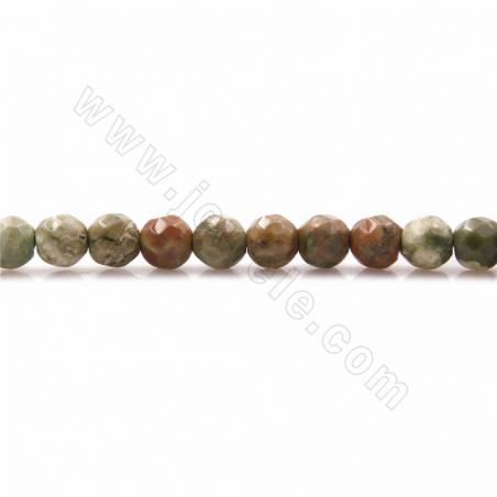 Rangées de perles de jaspe rhyolite naturel, facettes rondes, taille 4mm, trou 0.9mm, 15~16"/rangée