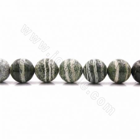 Fili di perle di diaspro verde naturale, rotonde, dimensioni 12mm, foro 1,2 mm, 15~16"/filamento