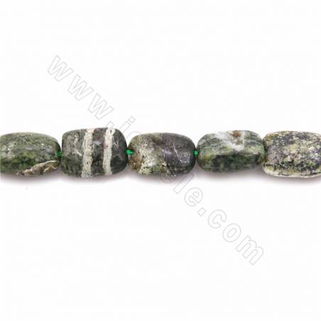 Rouleaux de perles de jaspe zébré vert naturel, rectangle, taille 10X14mm mm,  trou 1.2mm, 15~16"/rangée