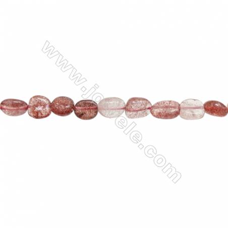 Natural Strawberry Quartz Beads Strand  Irregular Oval  Size 5~6mm x  9~12 mm  hole 1mm  15~16" x 1strand