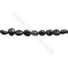 Perles Tourmaline noire en forme irrégulière sur fil Taille 5~6mm x9~10mm trou 1mm x1fil 15~16"