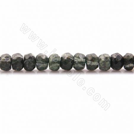Fili di perle di diaspro verde naturale, abaco sfaccettato, dimensioni 3x5mm, foro 1mm, 15~16"/filo