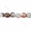 Rouleaux de perles en pierre naturelle d'oeil d'aigle, rond plat (facetté), taille 10~40mm, épaisseur 5~11mm, trou 1.2~1.5mm, 15