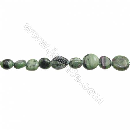Perles Rubis-Zoïsite en forme irrégulière sur fil Taille 4~5mm x8~13mm trou 1mm x1fil 15~16"