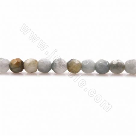 Fili di perle di pietra naturale occhio di aquila, rotonde (sfaccettate), dimensioni 4mm, foro 0,9mm, 15~16"/filare
