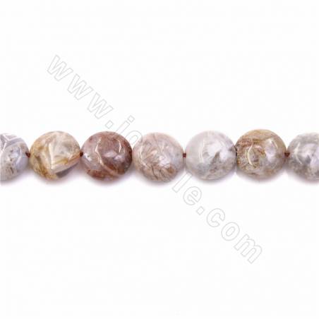 Fili di perline di agata naturale viola, rotondo piatto, diametro 11 mm, spessore 5 mm, foro 1,2 mm, 15~16"/filare