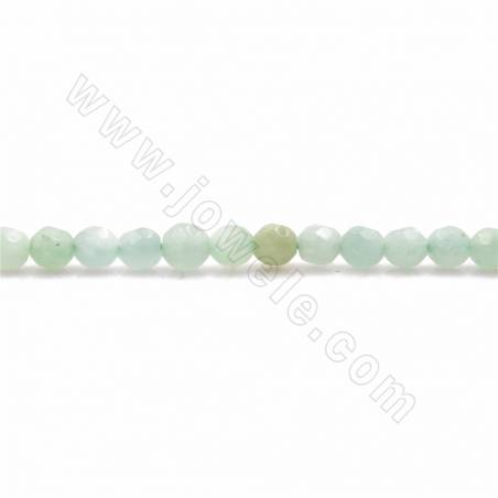 Rouleaux de perles de jade naturel de Birmanie, rond à facettes, taille 4mm, trou 0.9mm, 15~16"/rangée