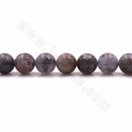 Natural Iolite Cordierite Beads Strand Round Size 10mm Hole 1.2mm 15~16"/Strand