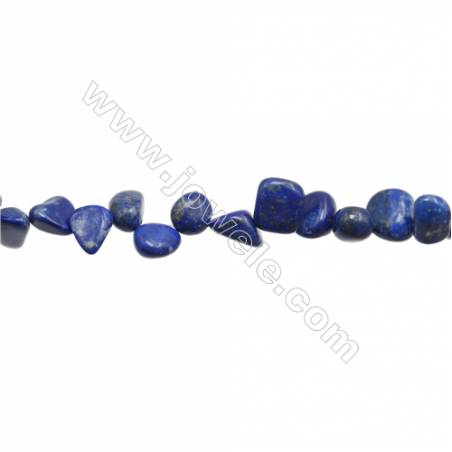 Perles Lapis-lazuli en forme irrégulière sur fil Taille 4~5mm x9~14mm trou 1mm x1fil 15~16"