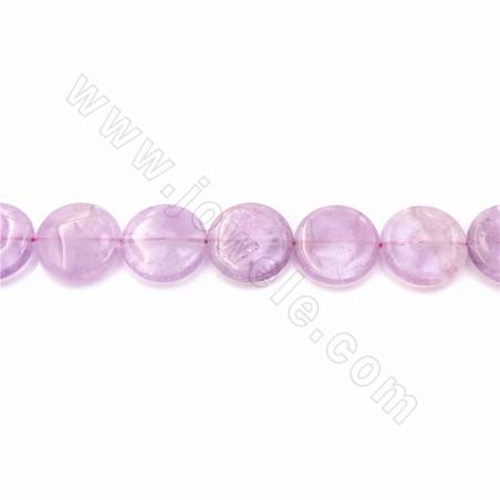Natural Amethyst Beads Strand Flat Round Size 25mm Hole 1.2mm 39-40cm/Strand